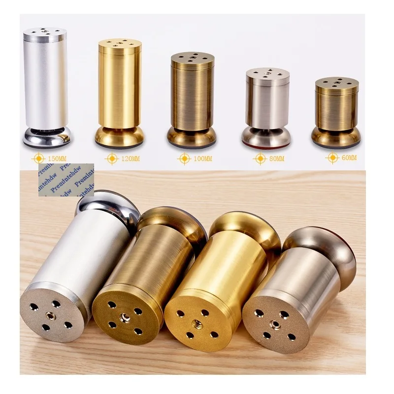 4Pcs Zinc Alloy Round Dia.50mm TV Cabinet Furniture Sofa Bed Feet Leveling Leveler Sanding Silver Brush Bronze Gold Steel