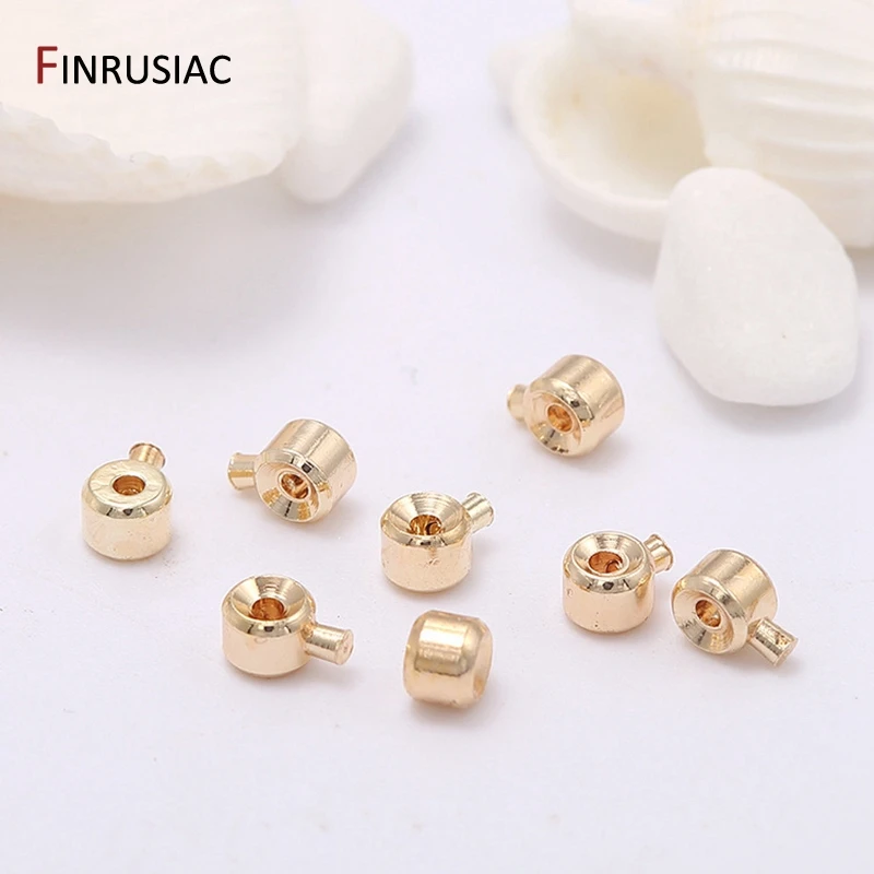 Jewelry Making Supplies 14k Gold Plated Crimp End Beads DIY Bracelet Stopper Beads Closures For Jewelry End Clip Buckle Clasps
