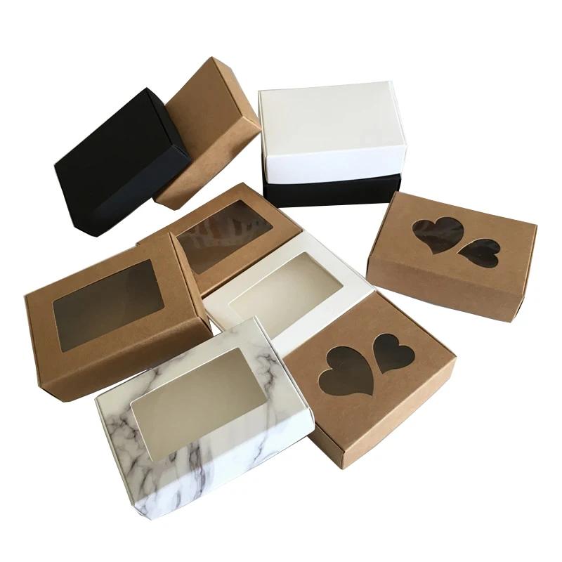 8.5*6*2cm&9*6*2.5cm Marble Style Paper Wedding Favor Gift Boxes Recyclable Windows Kraft Packaging Carton