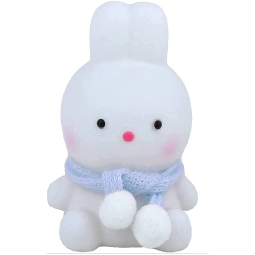 Cute Mini Rabbit Night Light Portable Battery Operated Bunny Lamp Plastic Warm Nightlight Decor Home Gift Kids Safety Room