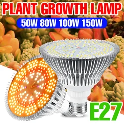 Lâmpada Full Spectrum Plant Growth, Lâmpada Phyto, LED, Grow Light, Sementes de Plantio Interior, 50W, 80W, 100W, 150W, Hidroponia E27