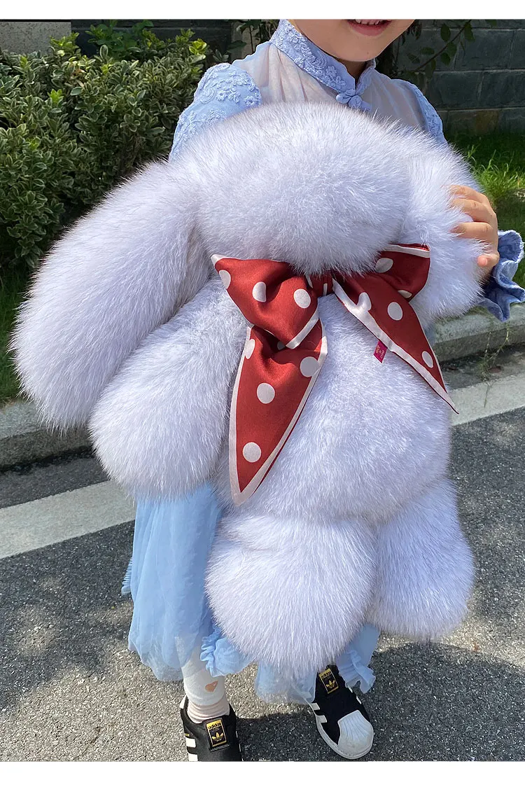 Lovely children  doll was MAO whole skin fox fur super-sized custom long-eared plush rabbit rabbit doll