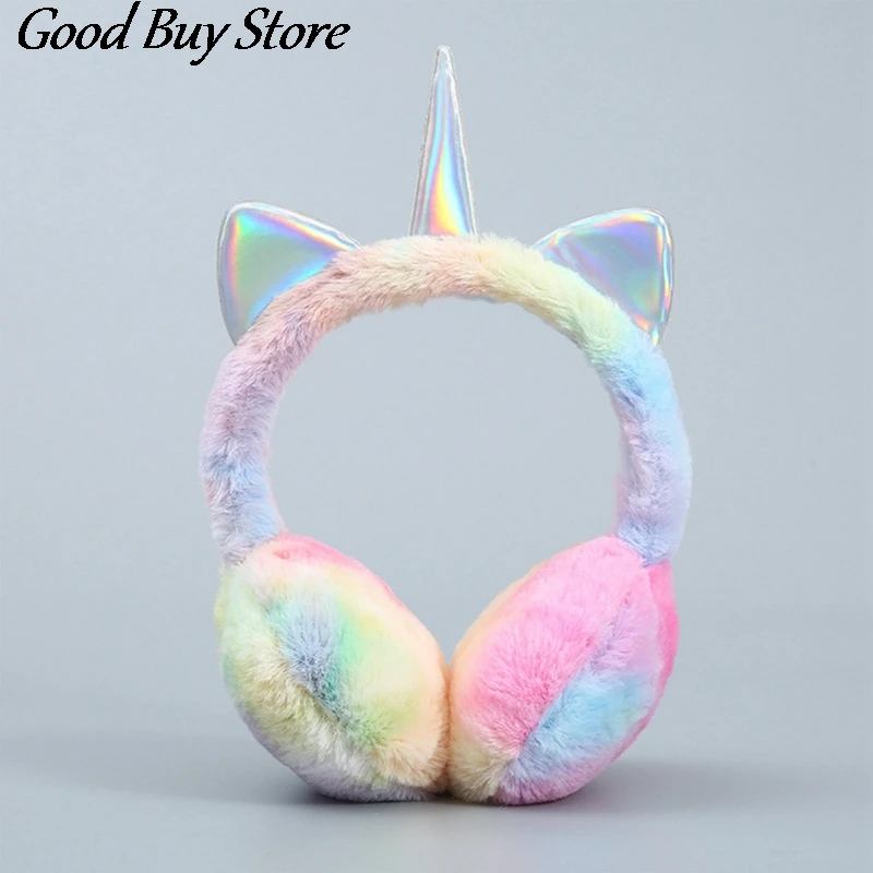 Cute Unicorn Earmuffs Ear Muffs Women Kids Lovely Cat Ears Warmer Plush Headband Fur Headphones Winter Cycling Fluffy Earflap