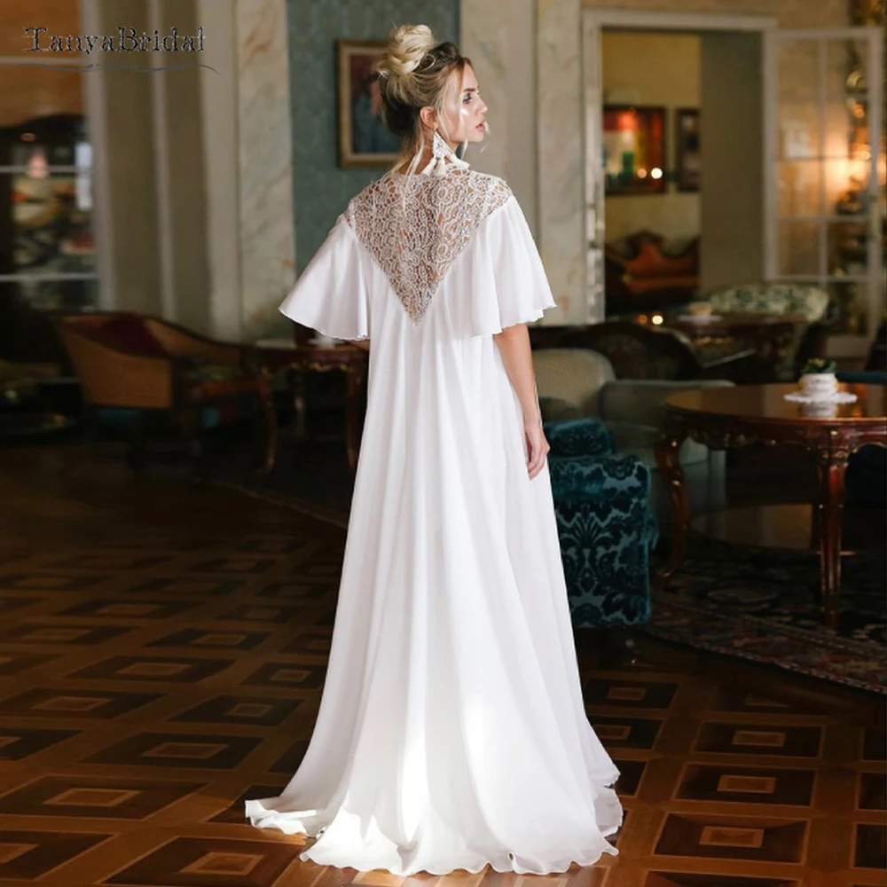 

Chiffon Long Wedding Capes Charming Bridal Morning Robe Flare Sleeve Jacket DJ141