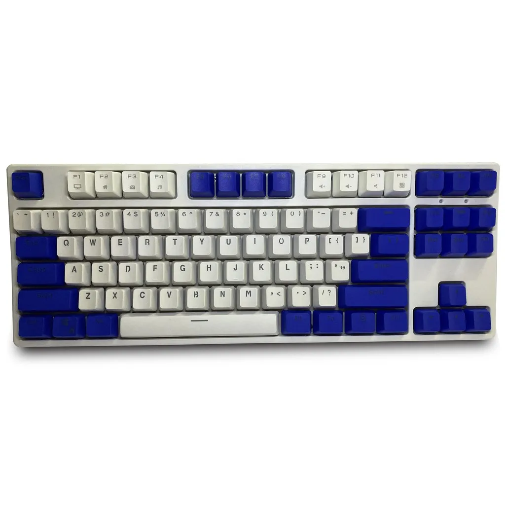 Hải Quân Xanh Dương Trắng Keycaps, 87 Phím PBT Phím Keycaps Cơ Keycaps Đôi Backlit Từ Màu Sắc Trong Suốt Chơi Game Keycap