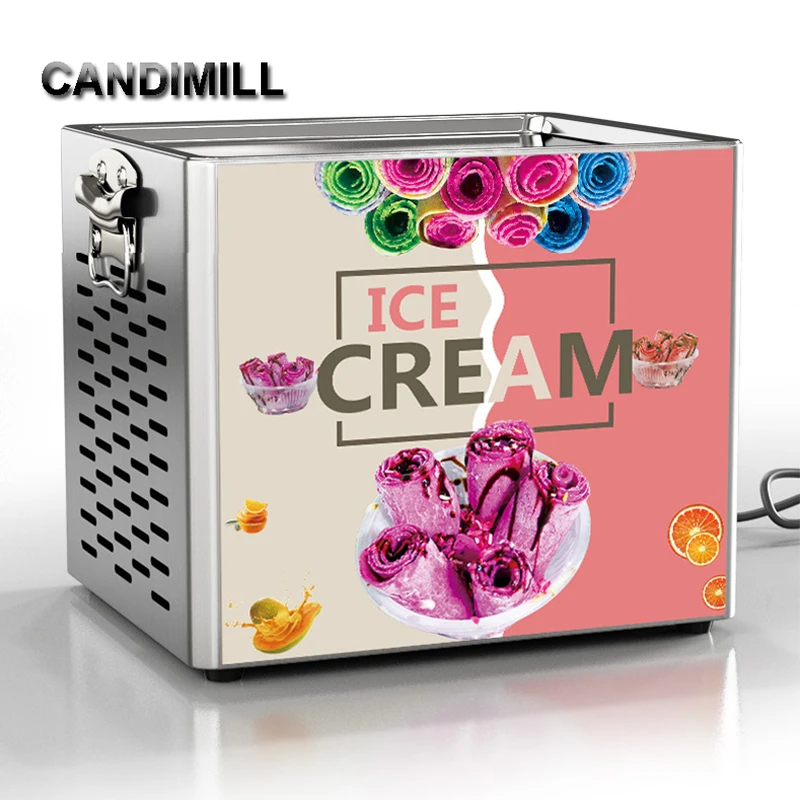 CANDIMILL Fried Ice Cream Machine Fried Yogurt Fruit Smoothie Machine Ice Roll Maker Small Home Use Equipment