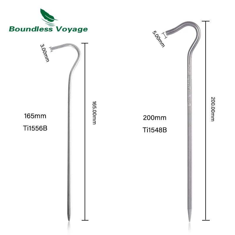 Boundless Voyage Titanium Tent Pegs Camping Tent Nails Ultralight 20cm/16.5cm Tent Stakes Portable Outdoor Canopy Grass Hardware