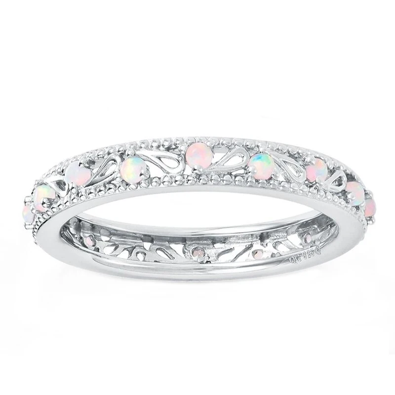 Fashion Classic Opal Ring Wedding Bands For Women Accessories Love Korean Jewelry Anniversary Gift