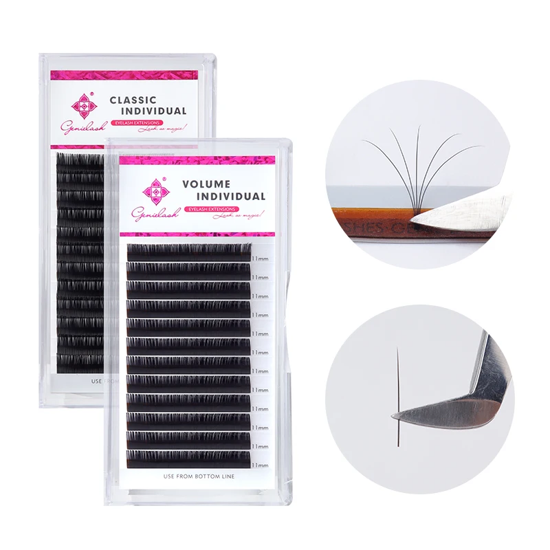 Genielash CDD+LDM Curl Mix Lengths Eyelashes Extension All Sizes Professional Mink Individual Eyelashes Extension Supplies