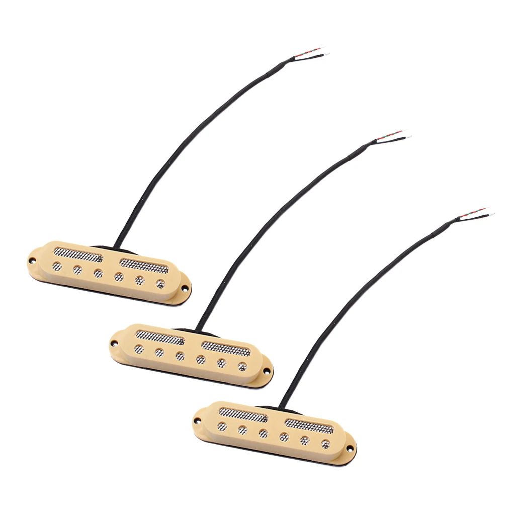 3pieces SSS Guitar Single Coil Humbucker Pickup W/ Screws Spring Beige Cover