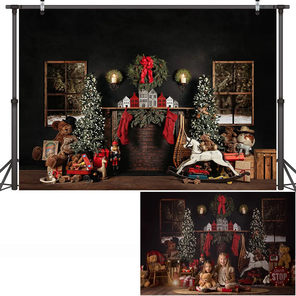 عيد الميلاد التصوير خلفية الموقد الشتاء الأسرة حزب راية خلفية شجرة عيد الميلاد جورب إكليل التصوير الفوتوغرافي استوديو الصور