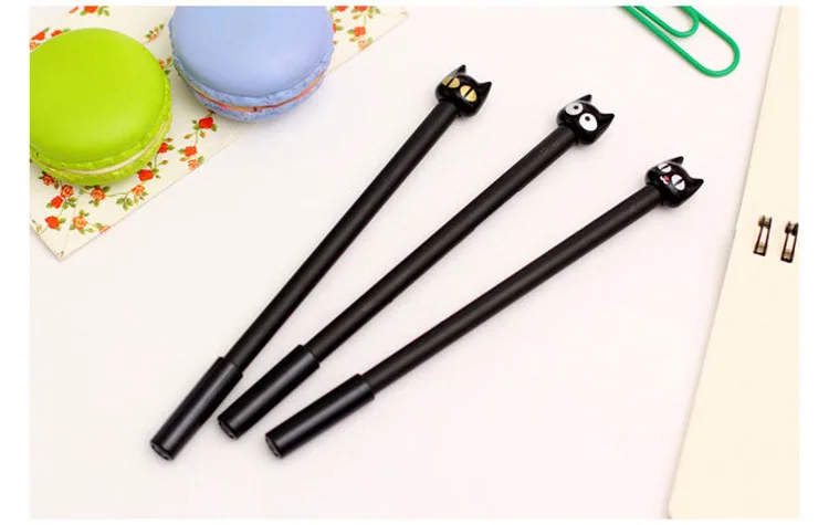 Cute Little Black Cat Gel Pen Creative Primary Cartoon Cat Black Pen Stationery Kawaii School Supplies