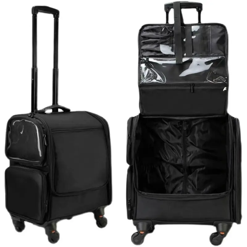 Caja de herramientas con ruedas para maquillaje, maleta con ruedas y ruedas para salón de tatuaje y belleza, multifunción
