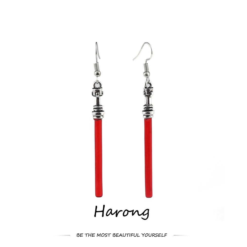 Harong Wars Fashion Drop Earrings Red Lightsaber Personality Ladies Earrings Cosplay Party Movie Jewelry Accessories Gfits