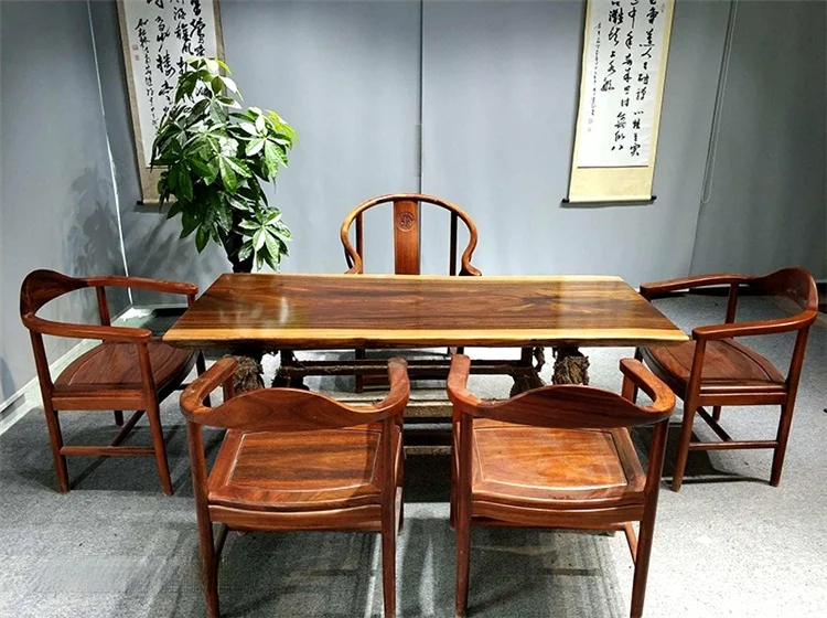 Big board solid wood log mahogany tea table Tea Board boss meeting table for living room