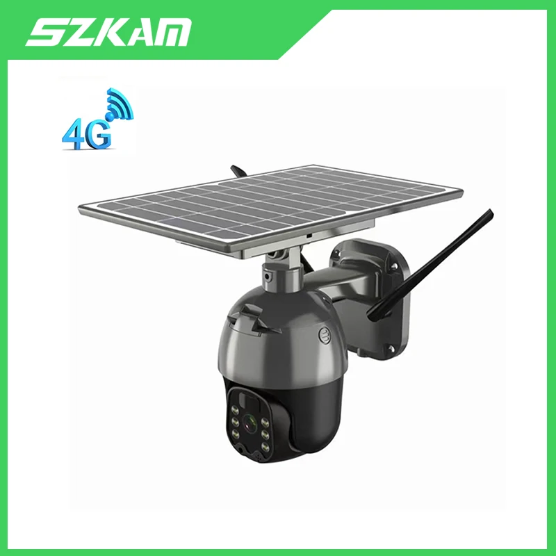 

SZKAM 4G WiFi IP Camera Solar Panel Powered 2MP 1080P IP PTZ Night Vision Video Surveillance CCTV Outdoor Waterproof PIR Camera