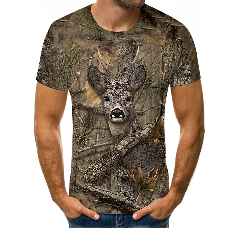 Summer casual men's T-shirt Camouflage hunting animal rabbit 3D T-shirt fashion street women's pullover short sleeve T-shirt top