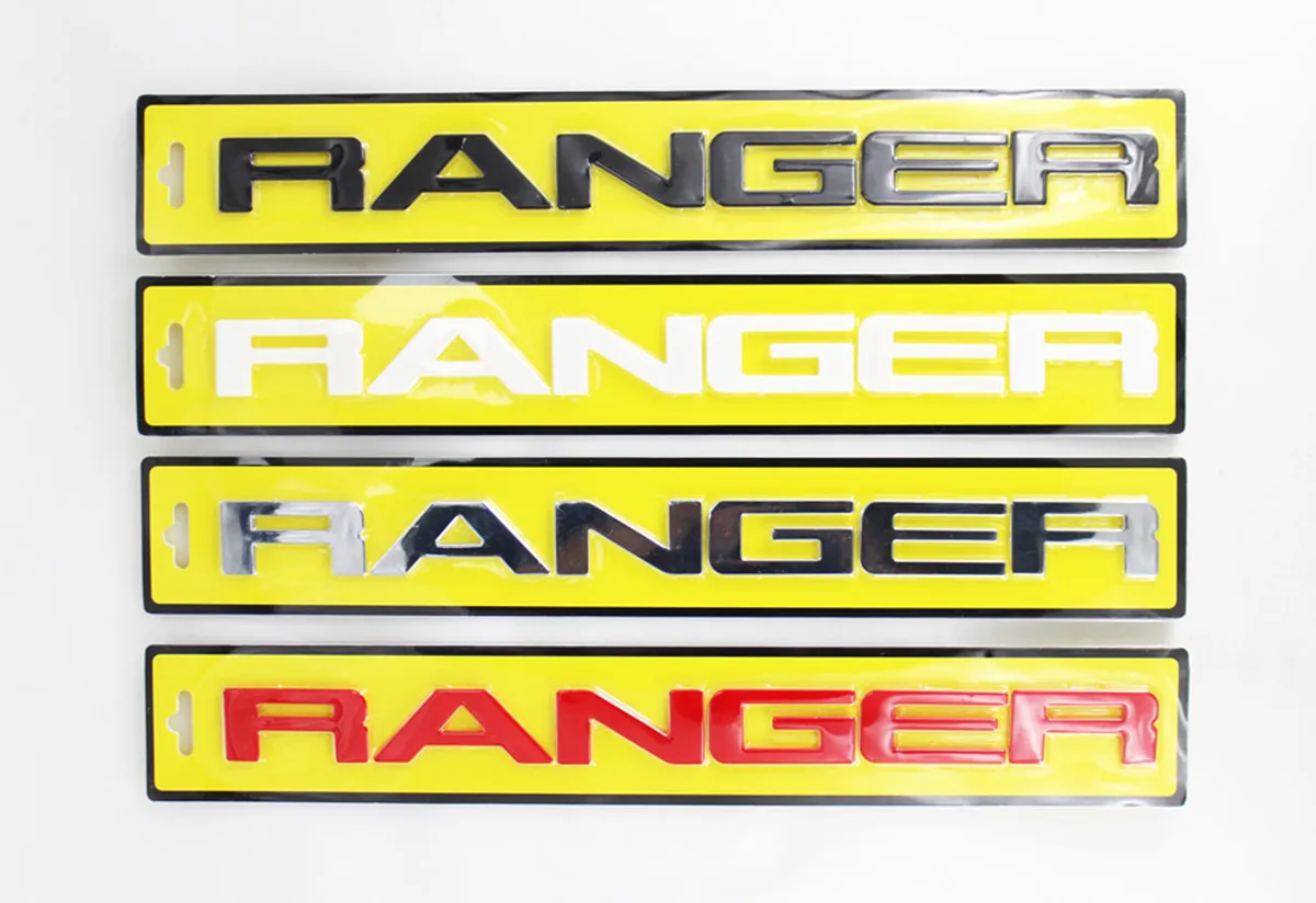 For Ford Ranger 2015-2021 Grille Top Logo Letter RANGER T7 T8 3D Emblem Original Size ABS Sticker With Glue Chromium Styling