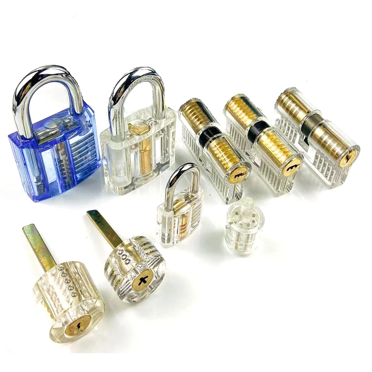 

Transparent Lock Combination with Keys,9pcs Locksmith Lock Family,7pcs Lock Traning Set,5pcs Economic Lock for Picking