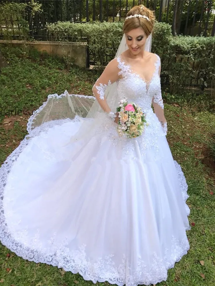 Robe de mariée blanche ivoire, effet d'illusion de cou, avec des perles, tendance, LCNM99, nouvelle collection, 2021