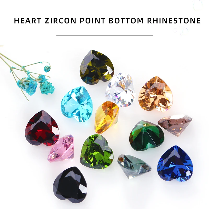 Astrobox High Quality Heart Zircon Stone Sew On Rhinrstone Pointback Crystal Loose Beads DIY Clothing Accessories Jewelry Making