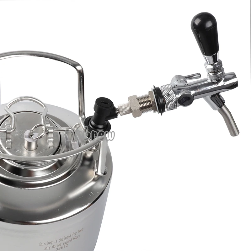 Adjustable Flows Chrome Draft Beer Tap Shank Long Stem Home Brew Beer Keg Taps with Ball Lock Disconnect