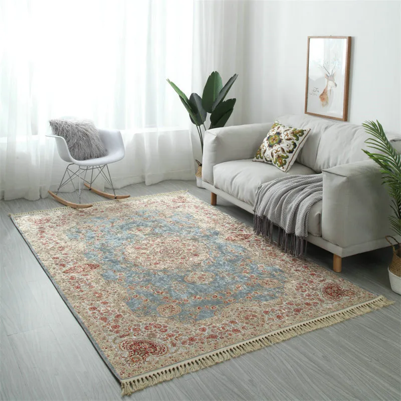 

Vintage Persian Carpets For Living Room European Rugs Bedroom Tassel Soft Home Carpet Anti-skid Turkey Area Rugs Floor Door Mat