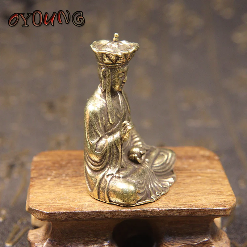 Vintage Copper Ksitigarbha Bodhisattva Statue Ornaments Bronze Small Buddha Figurines Miniatures Home Desktop Decoration Crafts