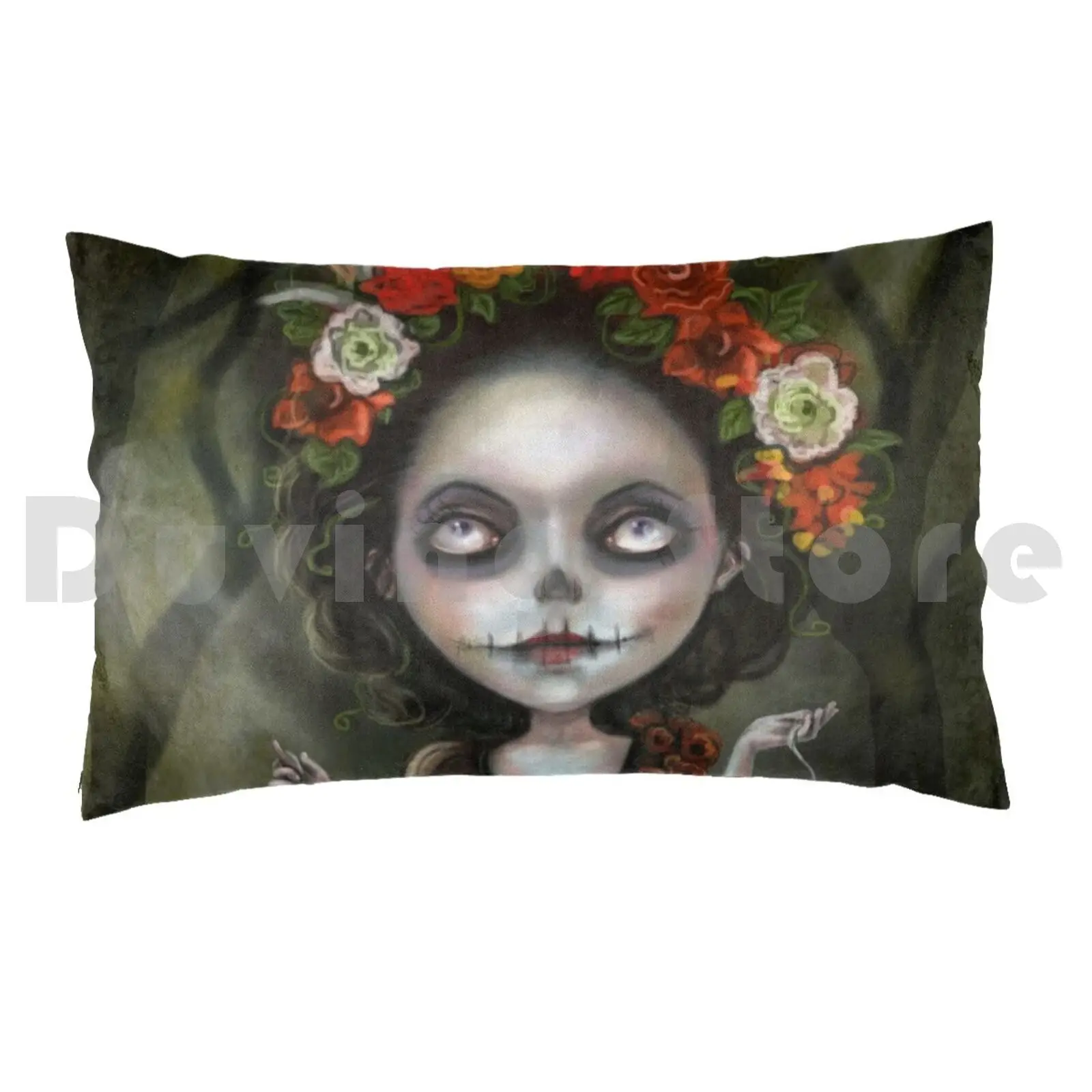 Katrina Day Of The Dead Skull Girl Pillow case 1024 Day Of The Dead Dia De La Muertes Skull Girl