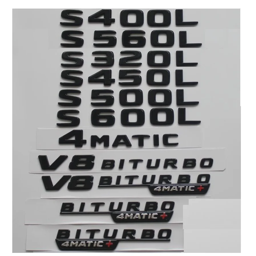 Gloss Black Letters Emblems for Mercedes Benz W221 W222 W223 S320L S350L S400L S450L S500L S550 S560L S600L S650L S680L 4MATIC