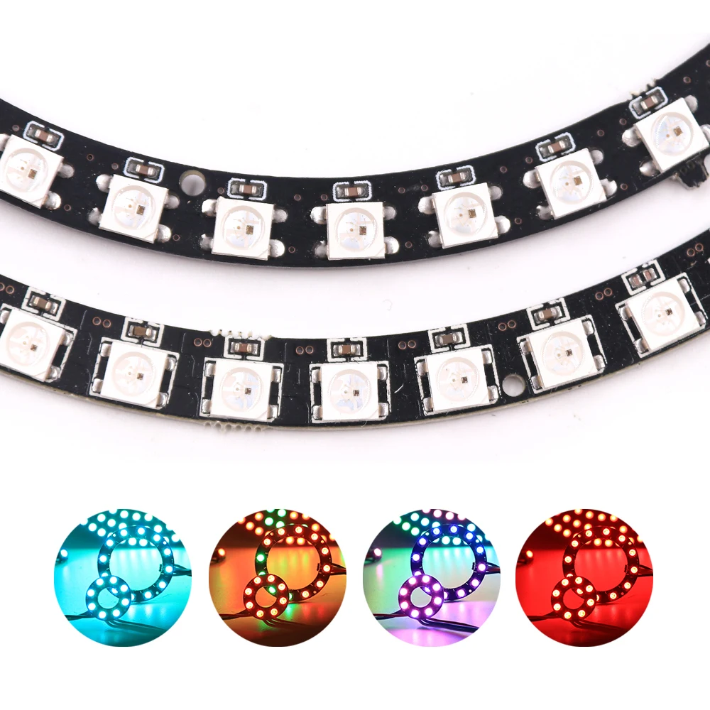 Addressable Pixel WS2812B RGB LED Rings WS2812 SK6812 5050 RGB LED Strip Ring DC5V WS2811 IC Built-in Addressable Strip 1-241LED