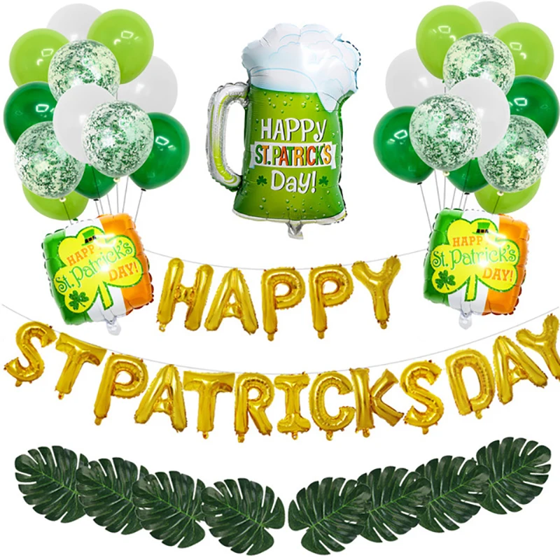 St. Patrick 's Day Decorations Lucky Irish Shamrock Balloons Happy St.Patrick's Day Letters for Irish Festival Party Supplies