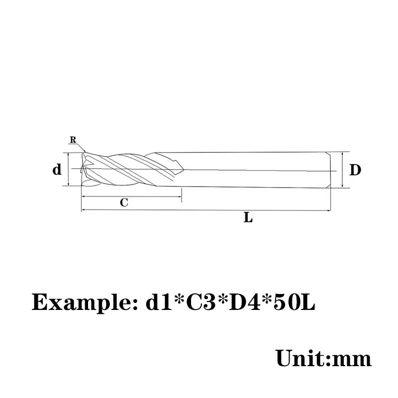 TUGE Frees 3.175mm 4mm 5mm 6mm Tunsten Staal Carbide Maching Cutter Corn End Mill Verwerking hout of Metalen Legering etc.