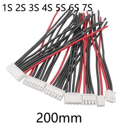 Cabo fêmea para peças RC, balanceamento de bateria, plugue de carga, fio de silicone, JST XH, 1s, 2s, 3s, 4S, 5S, 6s, 7s, 200mm, 22AWG, 5 PCes