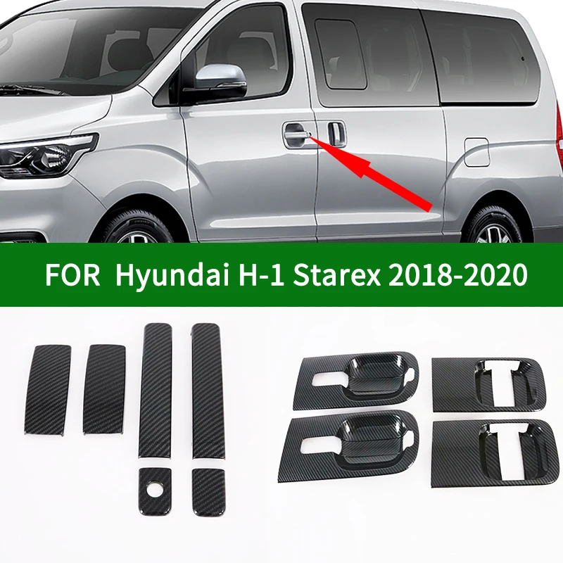 

Glossy accessories Carbon fiber car side door handle bowl CUP cover trim for ALL-NEW Hyundai H-1 H1 Grand Starex 2018 2019 2020