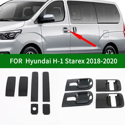 탄소 섬유 자동차 사이드 도어 핸들 보울 컵 커버 트림, 올 뉴 현대 H-1 H1 그랜드 스타렉스 2018 2019 2020, 광택 액세서리