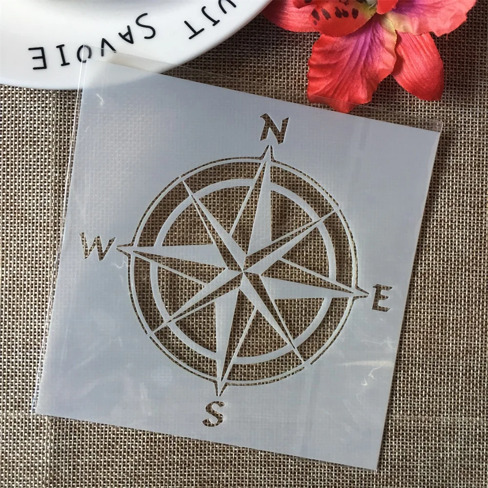 

13cm Compass Round North DIY Layering Stencils Wall Painting Scrapbook Coloring Embossing Album Decorative Paper Card Template