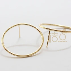 2 Pieces (One Pair) Gold Plated Brass Base Earring Post - Ring 30.4mm (4526C)