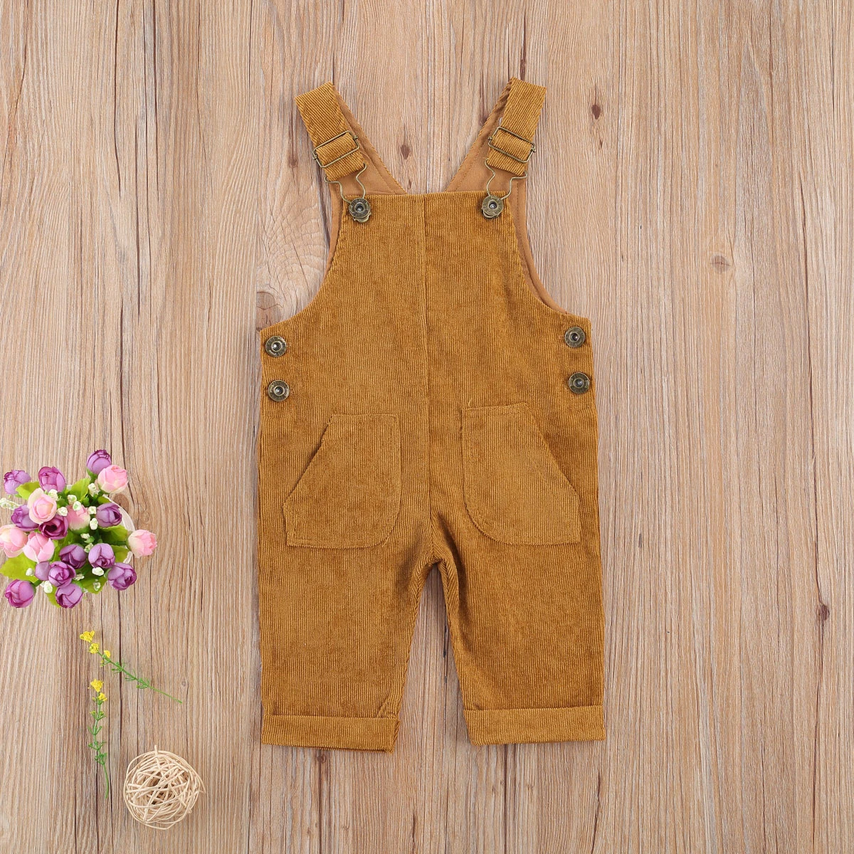 Toddler Baby Kids Boys Girls Overalls Autumn Newborn Baby Girls Corduroy Pocket Romper Jumpsuits Casual Bib Pants One-Pieces