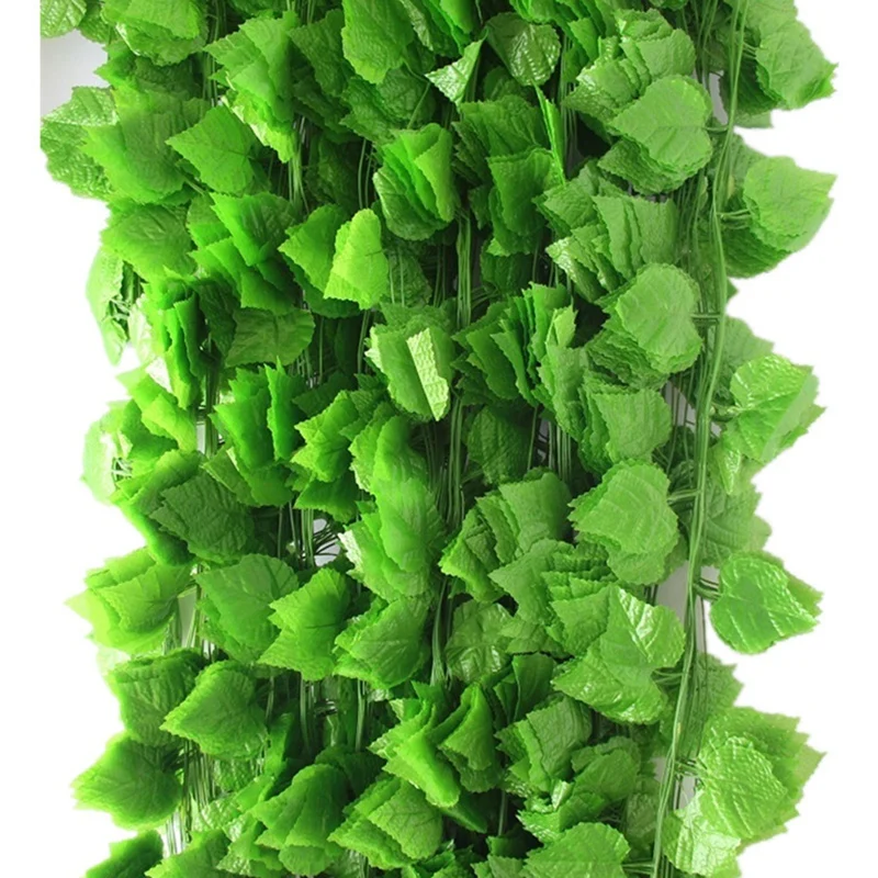 360pcs/lot Artificial Plants Grape Garland Greens Rattan Plastic Vines Hanging Silk Greenery Leaf Garden Wedding Wall Decor