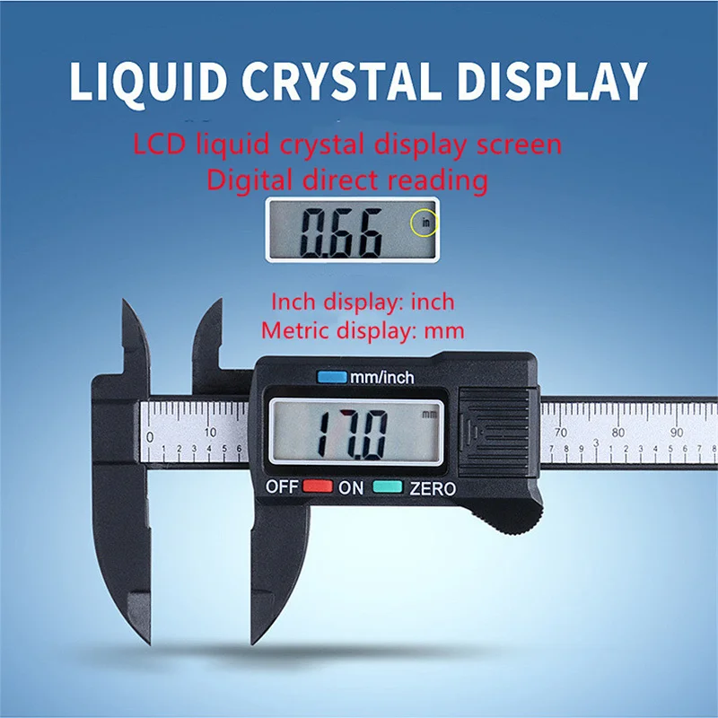 0-150mm Vernier Caliper Plastic LCD Digital Electronic Vernier Caliper Reading Micrometer Ruler Measuring Tool