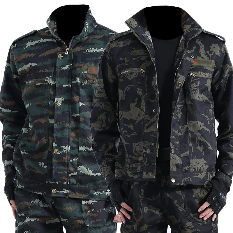 Labor Insurance Overalls Men\'s Camouflage Training Outdoor Sports Welder Pastoral Wear-resistant Jacket Pants Suit