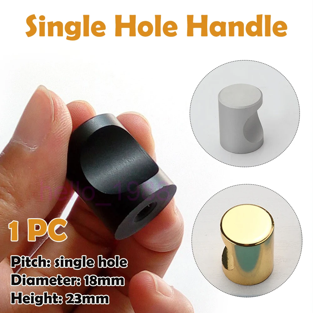 Round Single Hole Door Handles Knobs Space Aluminum Wardrobe Cupboard Drawer Knob Furniture Cabinet Handle Hardware