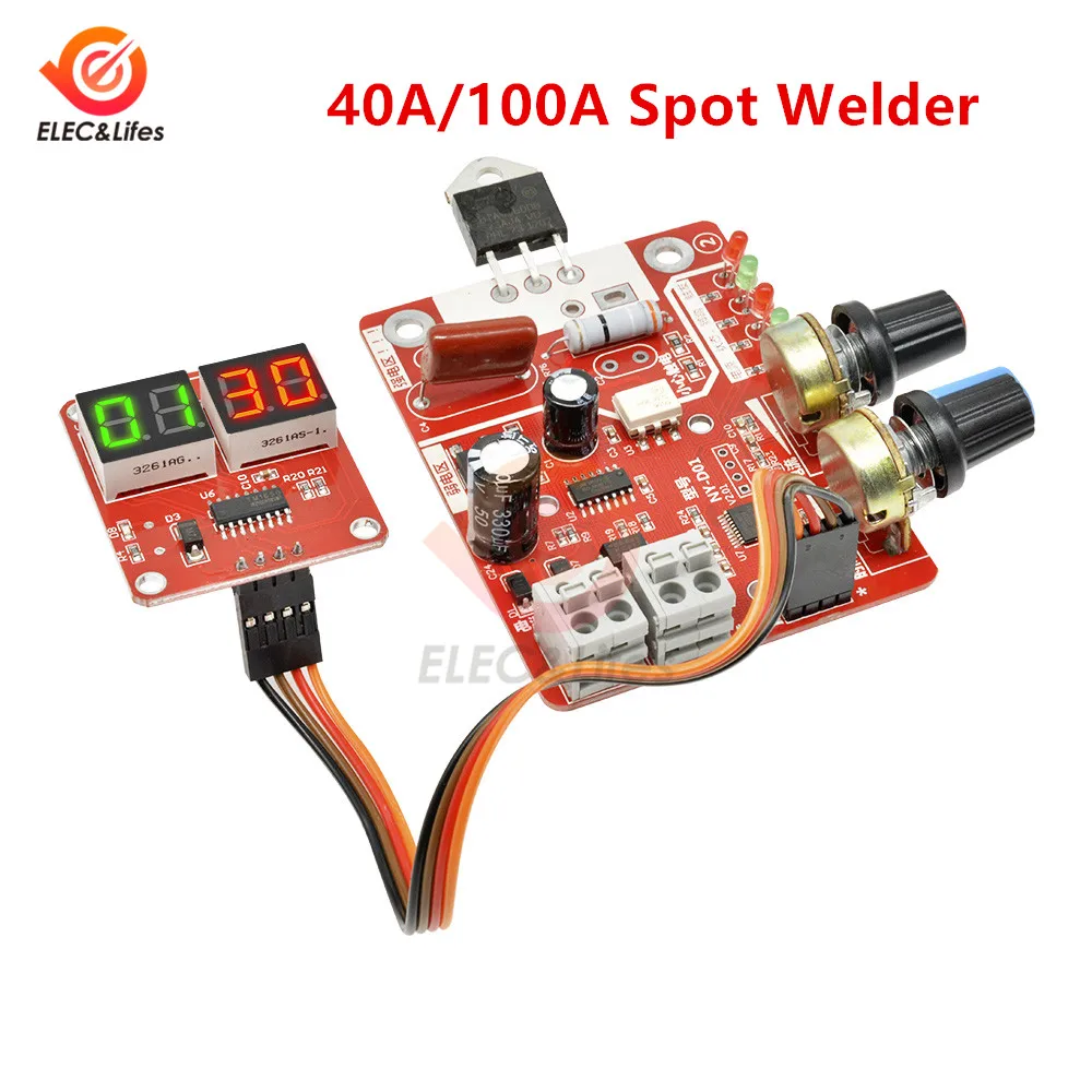 40A 100A Digital Spot Welder Machine Time Control Board Spot welding Adjust Time & Current Transformer Controller Panel module