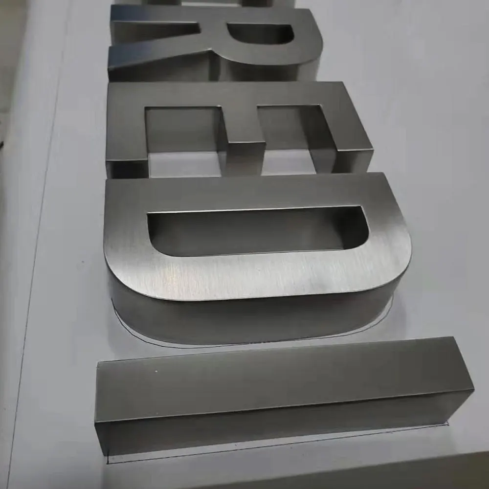 Customized size brushed stainless steel aluminum 3D sign letters