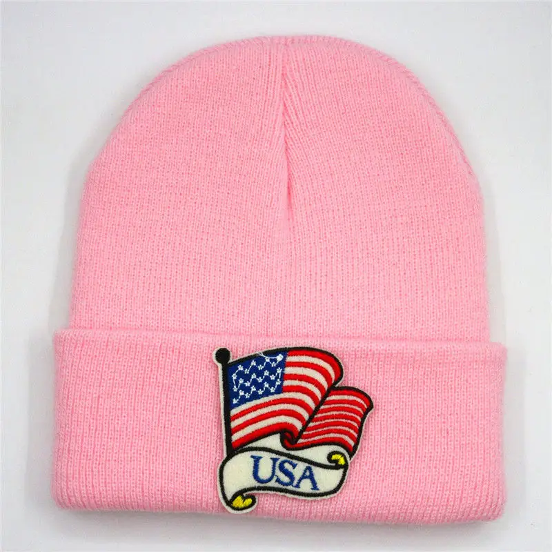 Cotton usa embroidery Thicken knitted hat winter warm hat Skullies cap beanie hat for kid men women 282