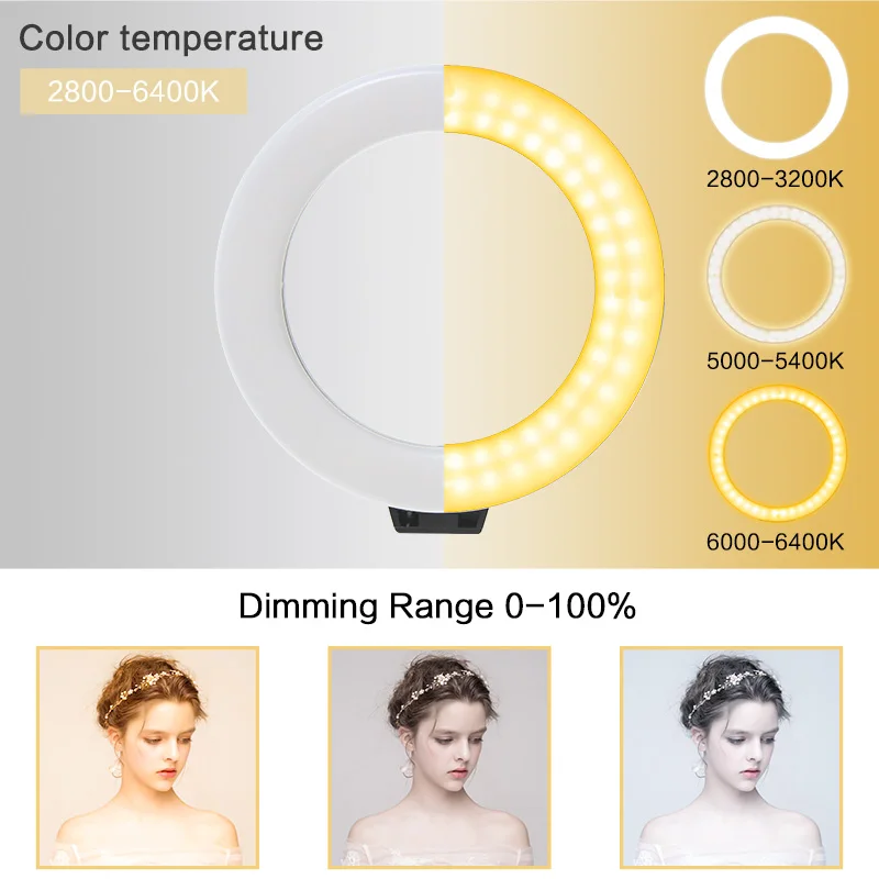 Mini anillo de luz LED de escritorio para Selfie, lámpara con soporte de trípode, enchufe USB, lámpara de Mesa para hacer TikTok, Youtube, Video de maquillaje, 6 pulgadas