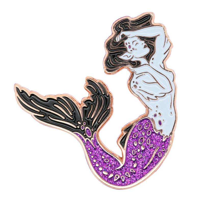 Mermaid Brooch Mythical Sea Princess Enamel Pin Gorgeous Sirene Badge Ocean Themed Jewelry