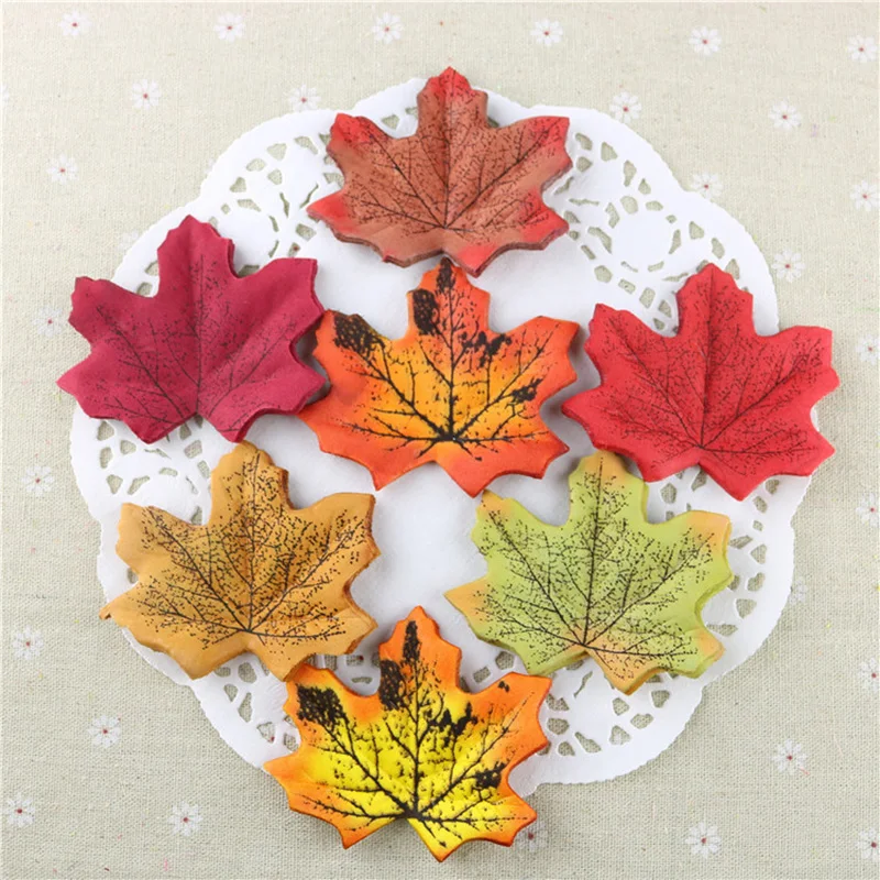 50Pics Artificial Maple Leaves Silk Simulation Fake Wedding Home Party With DIY Decorative Decor Craft Scrapbooking