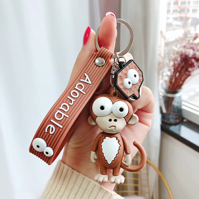 New Creative Personality Cartoon Epoxy Playful Monkey Keychain Cute Trend Keychain Bag Pendant Keychain